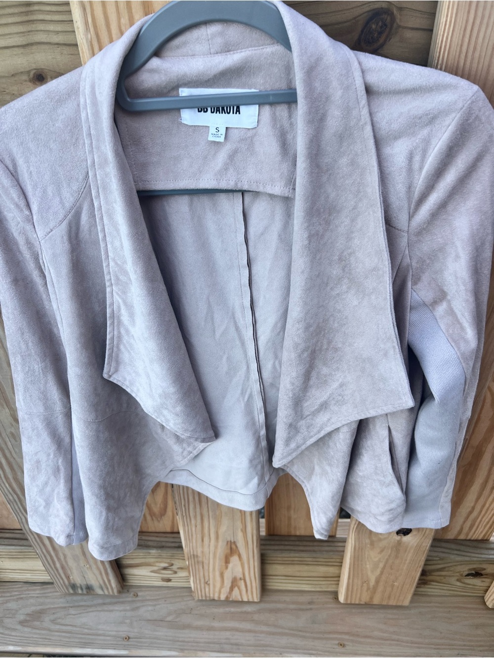 BB Dakota Beige Open-Front Draped Cardigan Jacket
